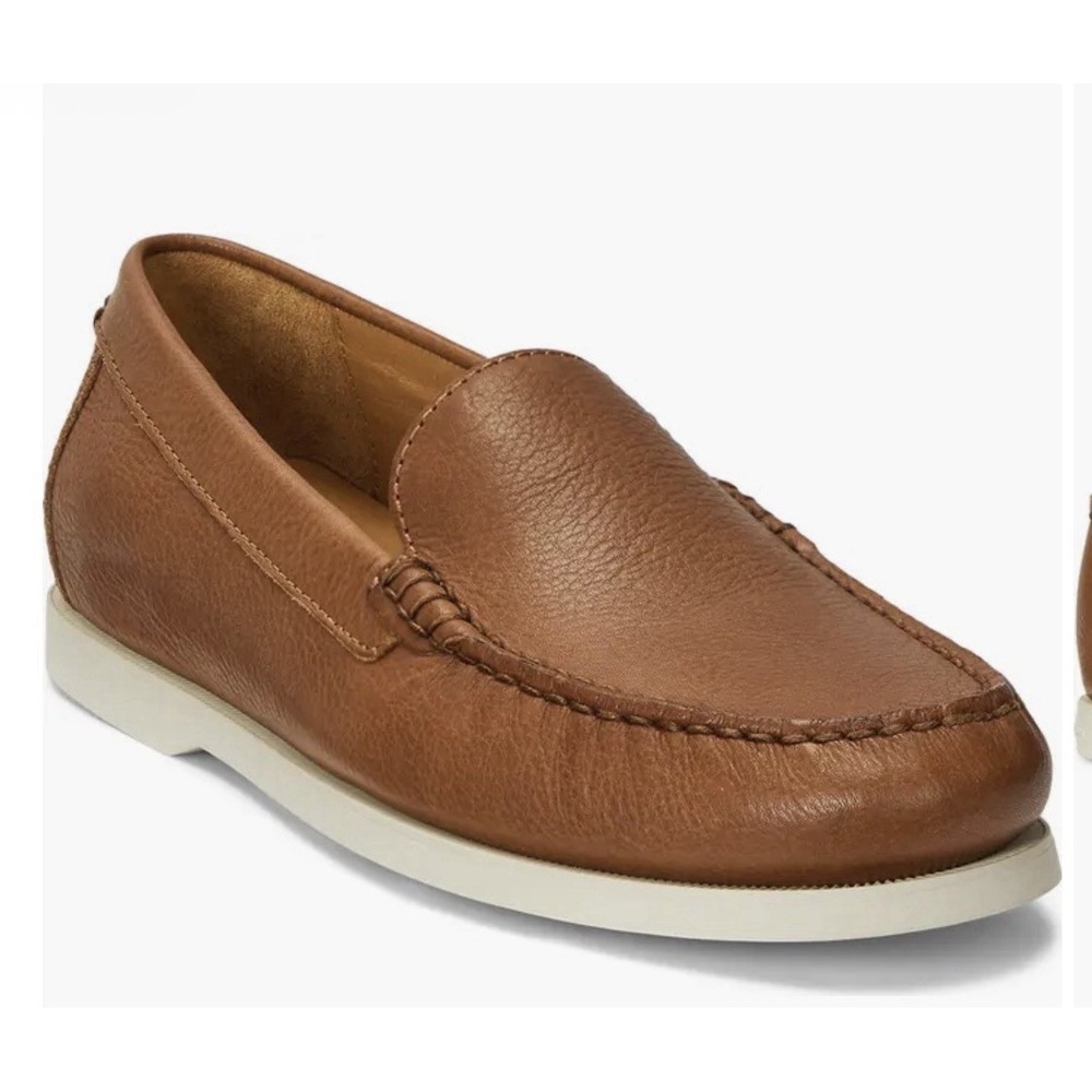 Polo Ralph Lauren Men's Merton Leather Venetian Loafers Shoes Tan Slip On